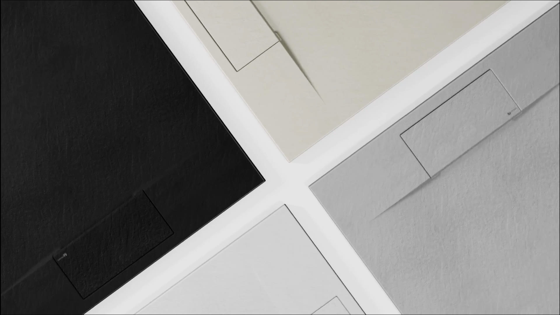 Mercuri shower tray in four colour finishes
